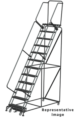 Weight-Actuated Series Ladders, Weight Actuated, 12 Step, 32 In Wide Base, 21 in Deep Top Step, Perforated Tread, Setup