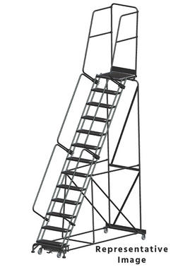 Weight-Actuated Series Ladders, Weight Actuated, 13 Step, 40 In Wide Base, 21 in Deep Top Step, Serrated Tread
