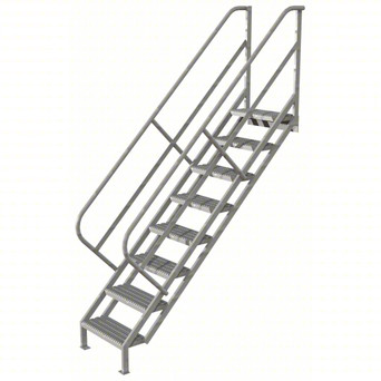 Tri-Arc Stair Unit: 76 In Top Step Height, 114 In Overall Height, 29 In Overall Wide, 8 Steps, Serrated