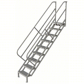 Tri-Arc Stair Unit: 85 1/2 In Top Step Height, 123 1/2 In Overall Height, 29 In Overall Wide, 9 Steps, Steel