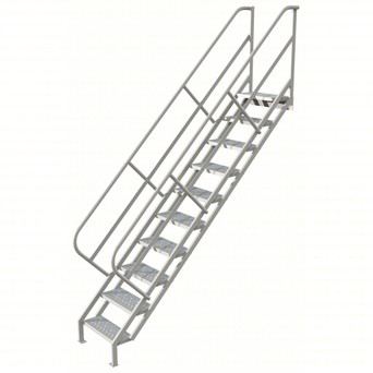 Tri-Arc Stair Unit: 95 In Top Step Height, 133 In Overall Height, 29 In Overall Wide, 10 Steps, Perforated