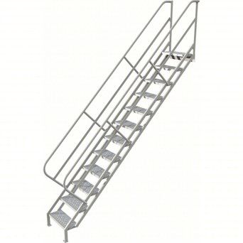 Tri-Arc Stair Unit: 114 In Top Step Height, 152 In Overall Height, 29 In Overall Wide, 12 Steps, Perforated