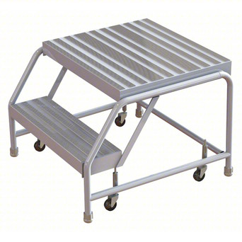 Tri-Arc WLAR002164-d4 2-step Mobile Aluminuminum Step Stool With 21'' Ribbed Deep Top Step, 16-inch Wide