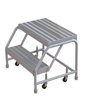 Tri-Arc WLAR002244 2-step Mobile Aluminuminum Step Stool With Ribbed Top Step, 24-inch Wide
