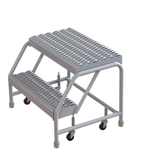 Tri-Arc WLAR002245 2-step Mobile Aluminuminum Step Stool With Grip Strut Top Step, 24-inch Wide