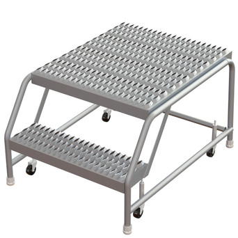 Tri-Arc WLAR002245-d4 2-step Mobile Aluminuminum Step Stool With 21'' Grip Strut Deep Top Step, 24-inch Wide