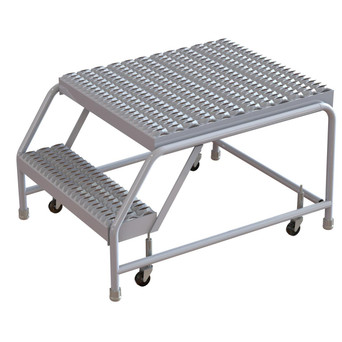 Tri-Arc WLAR002245-d5 2-step Mobile Aluminuminum Step Stool With 28'' Grip Strut Deep Top Step, 24-inch Wide