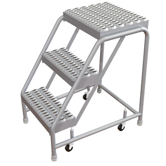 Tri-Arc WLAR003165 3-step Mobile Aluminuminum Step Stool With Grip Strut Top Step, 16-inch Wide