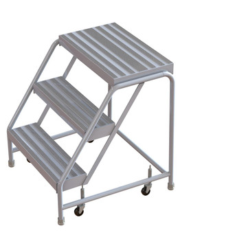 Tri-Arc WLAR003244 3-step Mobile Aluminuminum Step Stool With Ribbed Top Step, 24-inch Wide
