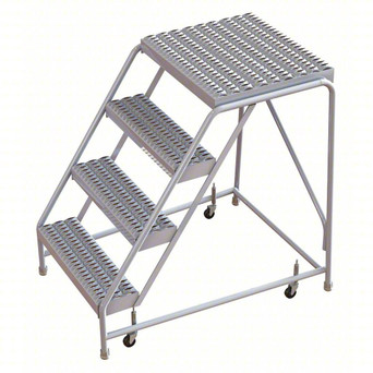 Tri-Arc WLAR004165-d4 4-step Mobile Aluminuminum Step Stool With 21'' Grip Strut Top Step, 16-inch Wide