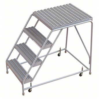 Tri-Arc WLAR004165-d5 4-step Mobile Aluminuminum Step Stool With 28'' Grip Strut Top Step, 16-inch Wide