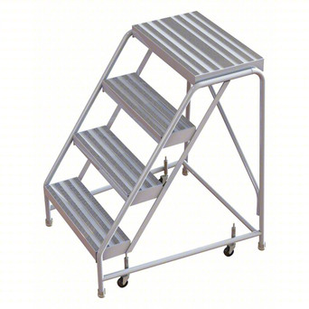 Tri-Arc WLAR004244 4-step Mobile Aluminuminum Step Stool With Ribbed Top Step, 24-inch Wide