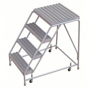 Tri-Arc WLAR004245-d4 4-step Mobile Aluminuminum Step Stool With 21'' Grip Strut Deep Top Step, 24-inch Wide