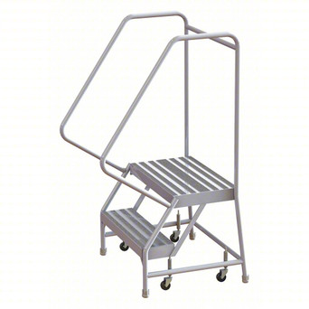 Rolling Ladder: 20 In Platform Height, 14 In Platform Deep, 16 In Platform Wide, Ribbed, 20 In Bottom Wide