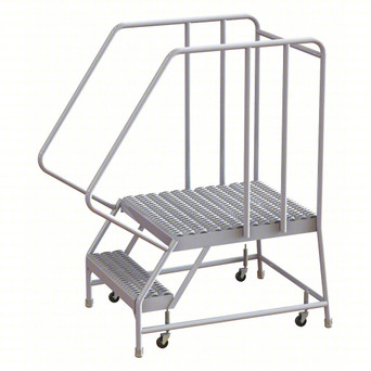 Rolling Ladder: 20 In Platform Height, 28 In Platform Deep, 16 In Platform Wide, Serrated, 20 In Bottom Wide