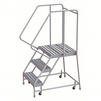 Rolling Ladder: 30 In Platform Height, 21 In Platform Deep, 16 In Platform Wide, Ribbed, 22 In Bottom Wide