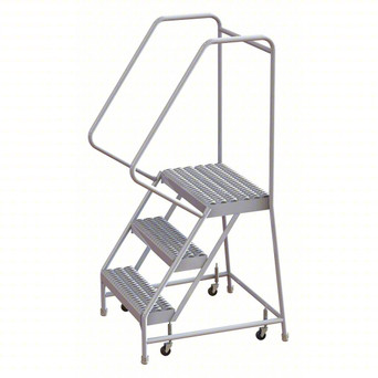 Rolling Ladder: 30 In Platform Height, 14 In Platform Deep, 16 In Platform Wide, Serrated, 22 In Bottom Wide