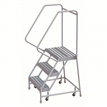 Rolling Ladder: 30 In Platform Height, 14 In Platform Deep, 24 In Platform Wide, Ribbed, 29 In Bottom Wide