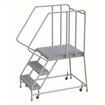 Rolling Ladder: 30 In Platform Height, 28 In Platform Deep, 24 In Platform Wide, Serrated, 29 In Bottom Wide