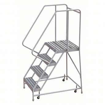 Rolling Ladder: 40 In Platform Height, 21 In Platform Deep, 16 In Platform Wide, Ribbed, 22 In Bottom Wide