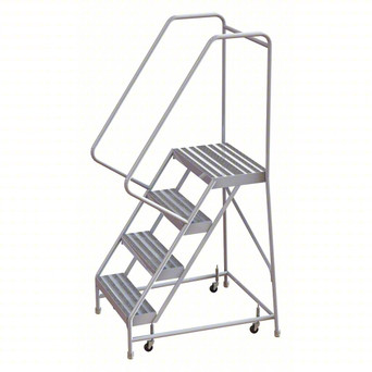 Rolling Ladder: 40 In Platform Height, 14 In Platform Deep, 24 In Platform Wide, Ribbed, 32 In Bottom Wide
