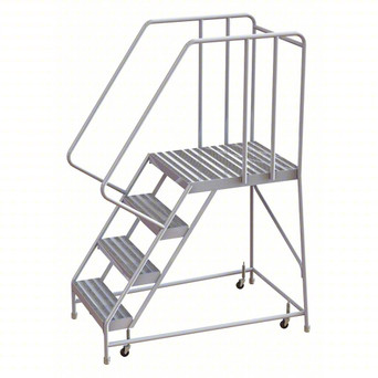 Rolling Ladder: 40 In Platform Height, 28 In Platform Deep, 24 In Platform Wide, Ribbed, 32 In Bottom Wide