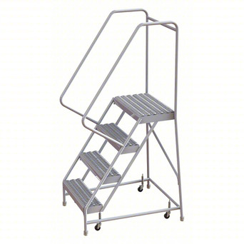Rolling Ladder: 40 In Platform Height, 14 In Platform Deep, 24 In Platform Wide, Serrated, 32 In Bottom Wide