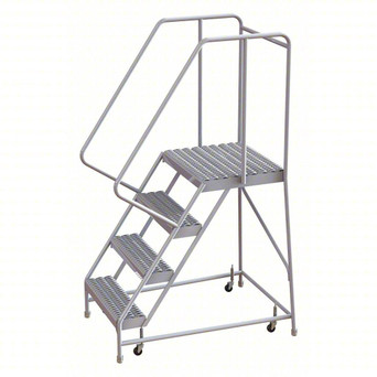 Rolling Ladder: 40 In Platform Height, 21 In Platform Deep, 24 In Platform Wide, Serrated, 32 In Bottom Wide