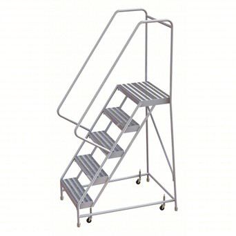 Rolling Ladder: 50 In Platform Height, 14 In Platform Deep, 16 In Platform Wide, Ribbed, 22 In Bottom Wide
