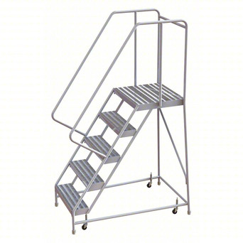 Rolling Ladder: 50 In Platform Height, 21 In Platform Deep, 16 In Platform Wide, Ribbed, 22 In Bottom Wide