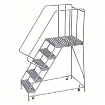Rolling Ladder: 50 In Platform Height, 28 In Platform Deep, 16 In Platform Wide, Ribbed, 22 In Bottom Wide