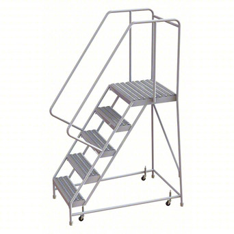 Rolling Ladder: 50 In Platform Height, 21 In Platform Deep, 16 In Platform Wide, Serrated, 22 In Bottom Wide