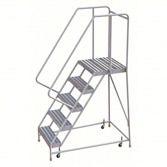 Rolling Ladder: 50 In Platform Height, 21 In Platform Deep, 24 In Platform Wide, Ribbed, 32 In Bottom Wide