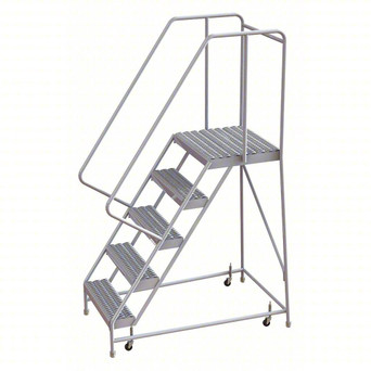Rolling Ladder: 50 In Platform Height, 21 In Platform Deep, 24 In Platform Wide, Serrated, 32 In Bottom Wide