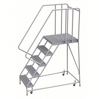 Rolling Ladder: 50 In Platform Height, 28 In Platform Deep, 24 In Platform Wide, Serrated, 32 In Bottom Wide