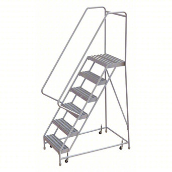 Rolling Ladder: 60 In Platform Height, 14 In Platform Deep, 16 In Platform Wide, Ribbed, 26 In Bottom Wide