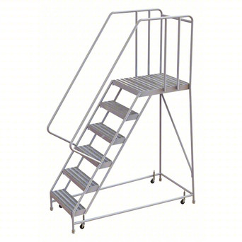 Rolling Ladder: 60 In Platform Height, 28 In Platform Deep, 16 In Platform Wide, Ribbed, 26 In Bottom Wide