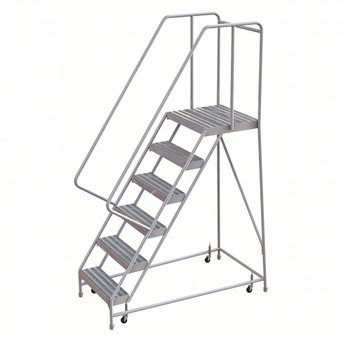 Rolling Ladder: 60 In Platform Height, 21 In Platform Deep, 16 In Platform Wide, Ribbed, 26 In Bottom Wide