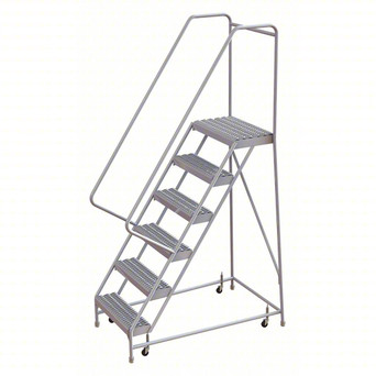 Rolling Ladder: 60 In Platform Height, 14 In Platform Deep, 16 In Platform Wide, Serrated, 26 In Bottom Wide