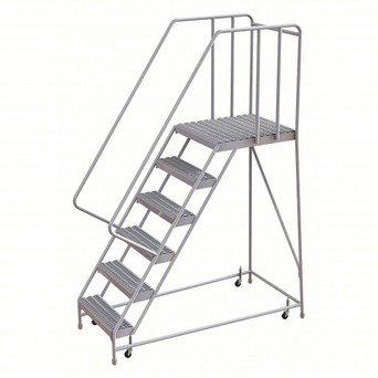 Rolling Ladder: 60 In Platform Height, 28 In Platform Deep, 16 In Platform Wide, Serrated, 26 In Bottom Wide