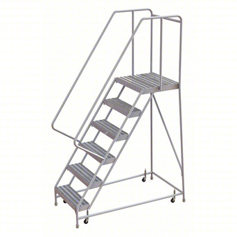 Rolling Ladder: 60 In Platform Height, 21 In Platform Deep, 24 In Platform Wide, Ribbed, 32 In Bottom Wide