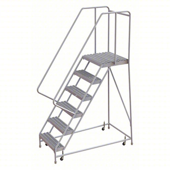 Rolling Ladder: 60 In Platform Height, 21 In Platform Deep, 24 In Platform Wide, Serrated, 32 In Bottom Wide