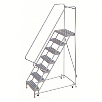 Rolling Ladder: 70 In Platform Height, 14 In Platform Deep, 16 In Platform Wide, Ribbed, 26 In Bottom Wide