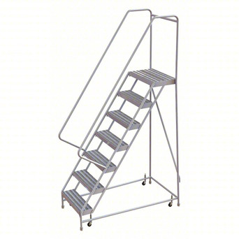 Rolling Ladder: 70 In Platform Height, 14 In Platform Deep, 24 In Platform Wide, Ribbed, 32 In Bottom Wide