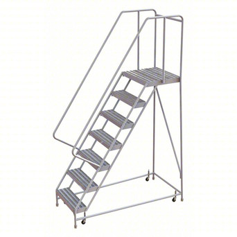 Rolling Ladder: 70 In Platform Height, 21 In Platform Deep, 24 In Platform Wide, Ribbed, 32 In Bottom Wide