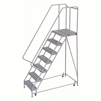 Rolling Ladder: 70 In Platform Height, 21 In Platform Deep, 24 In Platform Wide, Ribbed, 32 In Bottom Wide