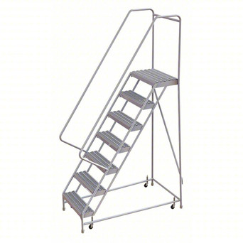 Rolling Ladder: 70 In Platform Height, 14 In Platform Deep, 24 In Platform Wide, Serrated, 32 In Bottom Wide