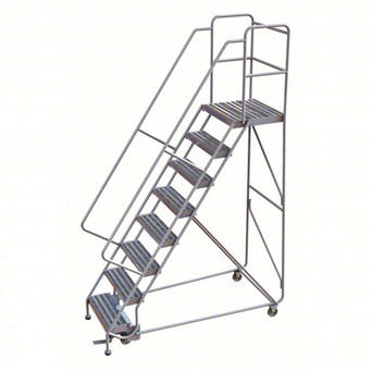 Rolling Ladder: 80 In Platform Height, 21 In Platform Deep, 24 In Platform Wide, Ribbed, 36 In Bottom Wide