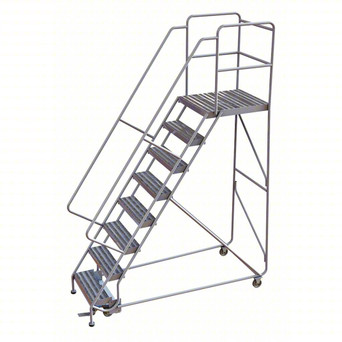Rolling Ladder: 80 In Platform Height, 28 In Platform Deep, 24 In Platform Wide, Ribbed, 36 In Bottom Wide