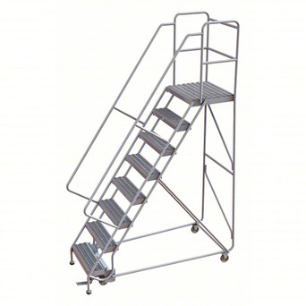 Rolling Ladder: 80 In Platform Height, 21 In Platform Deep, 24 In Platform Wide, Serrated, 36 In Bottom Wide